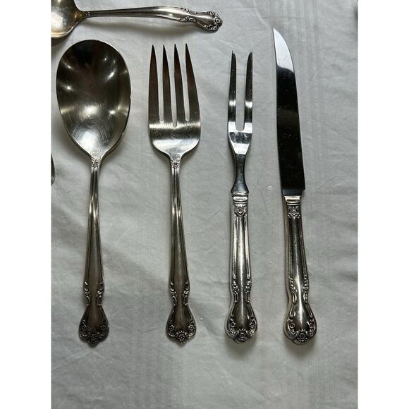 ROGERS Silverplate Elegant Lady Serving Pieces Daybreak Knife Spoon Fork Ladle - Picture 6 of 16